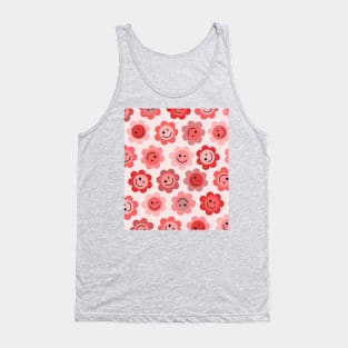 Pinker Pink Flower Happy Faces Tank Top